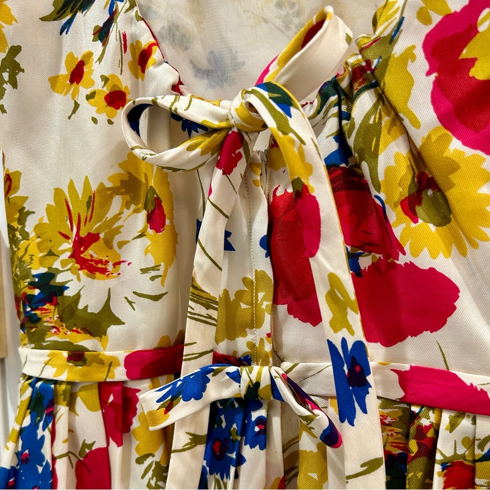 Vintage 1960s Saks Fifth Avenue Silk Floral Dress Fit & Flare Poppy Print Sz XS - Picture 9 of 16